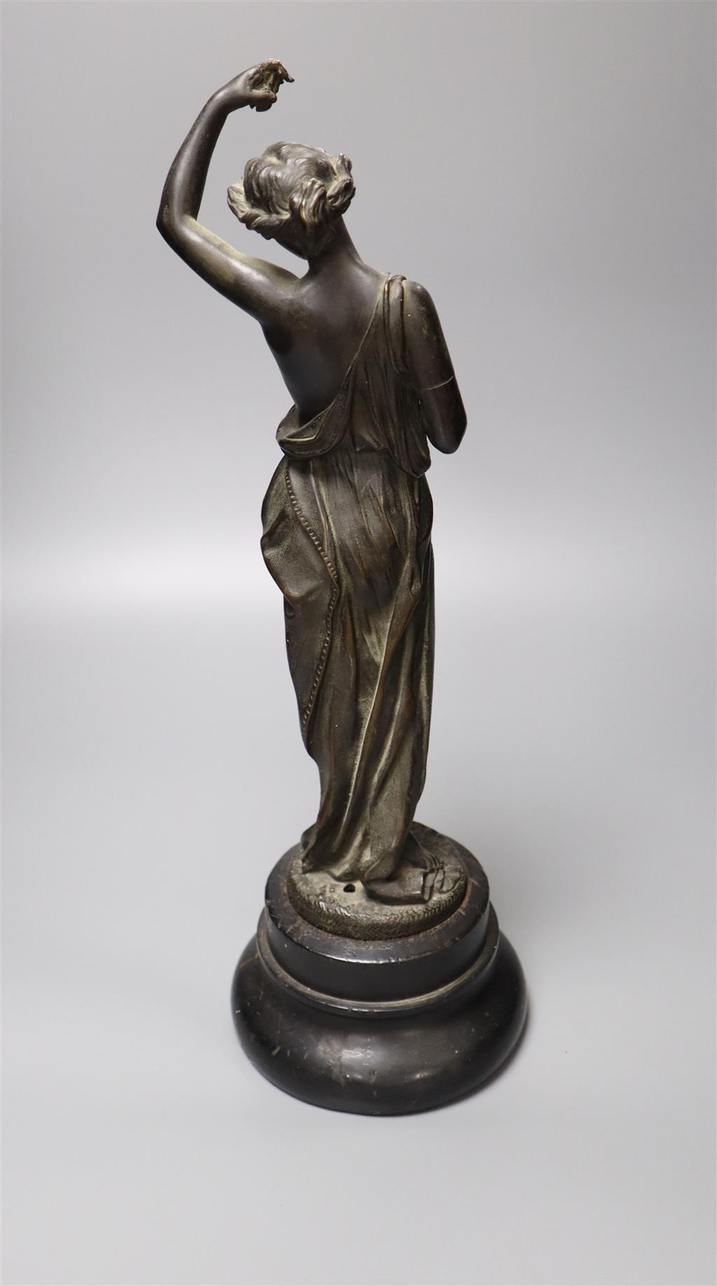 A 19th century bronze standing classical female figure, 42cm overall